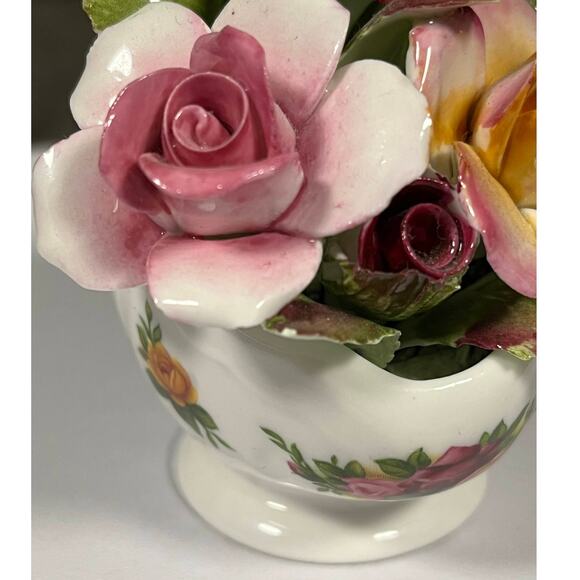 Rare Royal Albert Old Country Roses Scoop Vase with Flowers - Picture 10 of 11